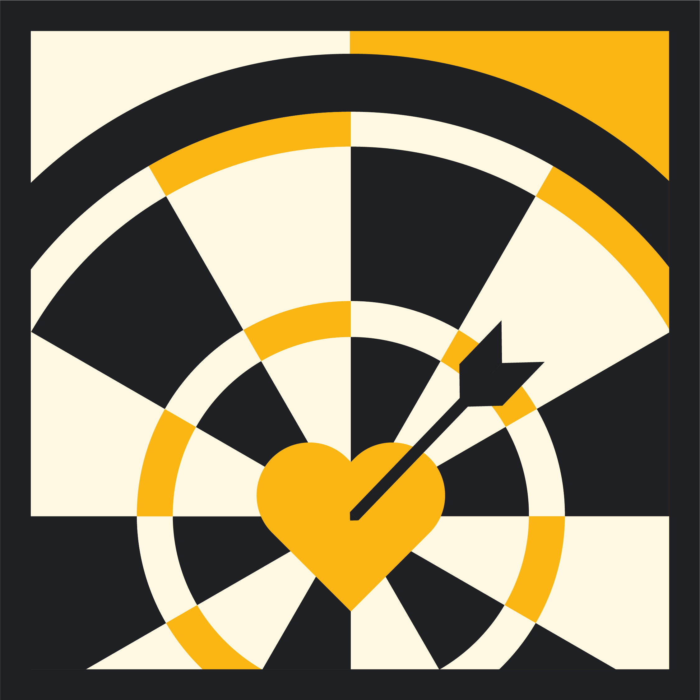With Some Feeling Now Geometric 3 color illustration of a dart board and a heart at the center